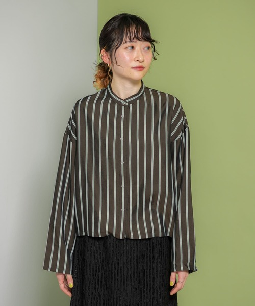 KBF（ケイビーエフ）の「リバーシブルスタンドカラーシャツ（シャツ/ブラウス・レディース・ブルー系その他/ブラウン系その他/ベージュ系その他・ONE）」の5枚目の写真