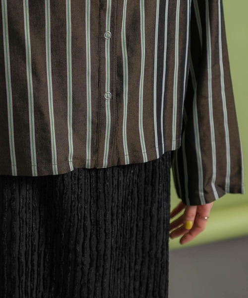 KBF（ケイビーエフ）の「リバーシブルスタンドカラーシャツ（シャツ/ブラウス・レディース・ブルー系その他/ブラウン系その他/ベージュ系その他・ONE）」の9枚目の写真