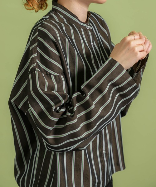 KBF（ケイビーエフ）の「リバーシブルスタンドカラーシャツ（シャツ/ブラウス・レディース・ブルー系その他/ブラウン系その他/ベージュ系その他・ONE）」の11枚目の写真