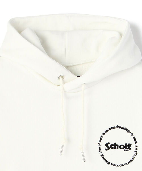 schott（ショット）の「Schott/ショット/MESSAGE GRAPHIC HOODIE/メッセージ グラフィック フーディー（パーカー・メンズ・ホワイト/ターコイズブルー/ブラック・LARGE/MEDIUM/X-LARGE/XX-LARGE）」の6枚目の写真