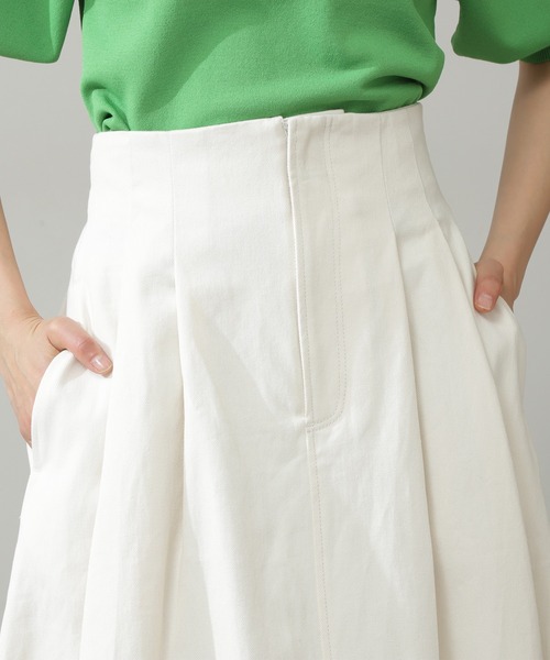 N.（N. Natural Beauty Basic）（エヌエヌナチュラルビューティーベーシック）の「【S Size Line】◆タックボリュームフレアスカート（スカート・レディース・オフホワイト/ワンウォッシュ/ベージュ・SMALL/MEDIUM）」の12枚目の写真