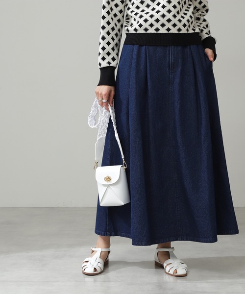 N.（N. Natural Beauty Basic）（エヌエヌナチュラルビューティーベーシック）の「【S Size Line】◆タックボリュームフレアスカート（スカート・レディース・オフホワイト/ワンウォッシュ/ベージュ・SMALL/MEDIUM）」の7枚目の写真