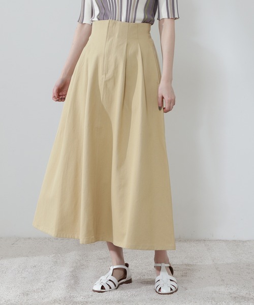 N.（N. Natural Beauty Basic）（エヌエヌナチュラルビューティーベーシック）の「【S Size Line】◆タックボリュームフレアスカート（スカート・レディース・オフホワイト/ワンウォッシュ/ベージュ・SMALL/MEDIUM）」の15枚目の写真