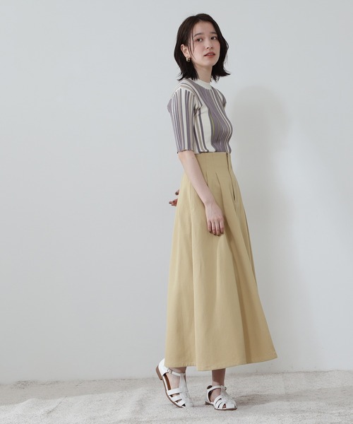 N.（N. Natural Beauty Basic）（エヌエヌナチュラルビューティーベーシック）の「【S Size Line】◆タックボリュームフレアスカート（スカート・レディース・オフホワイト/ワンウォッシュ/ベージュ・SMALL/MEDIUM）」の17枚目の写真