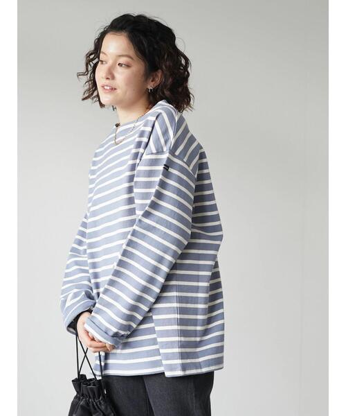 CRAFT STANDARD BOUTIQUE（クラフトスタンダードブティック）の「ヘビーウェイトバスクボーダーL/S-TEE　＊（Tシャツ/カットソー・メンズ・チャコールグレー/オフホワイト/ブルー・M/L）」の7枚目の写真