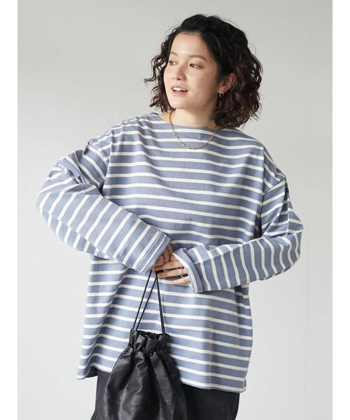 CRAFT STANDARD BOUTIQUE（クラフトスタンダードブティック）の「ヘビーウェイトバスクボーダーL/S-TEE　＊（Tシャツ/カットソー・メンズ・チャコールグレー/オフホワイト/ブルー・M/L）」の8枚目の写真