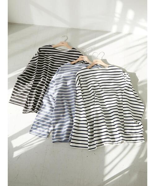 CRAFT STANDARD BOUTIQUE（クラフトスタンダードブティック）の「ヘビーウェイトバスクボーダーL/S-TEE　＊（Tシャツ/カットソー・メンズ・チャコールグレー/オフホワイト/ブルー・M/L）」の22枚目の写真