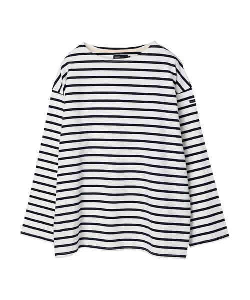 CRAFT STANDARD BOUTIQUE（クラフトスタンダードブティック）の「ヘビーウェイトバスクボーダーL/S-TEE　＊（Tシャツ/カットソー・メンズ・チャコールグレー/オフホワイト/ブルー・M/L）」の11枚目の写真