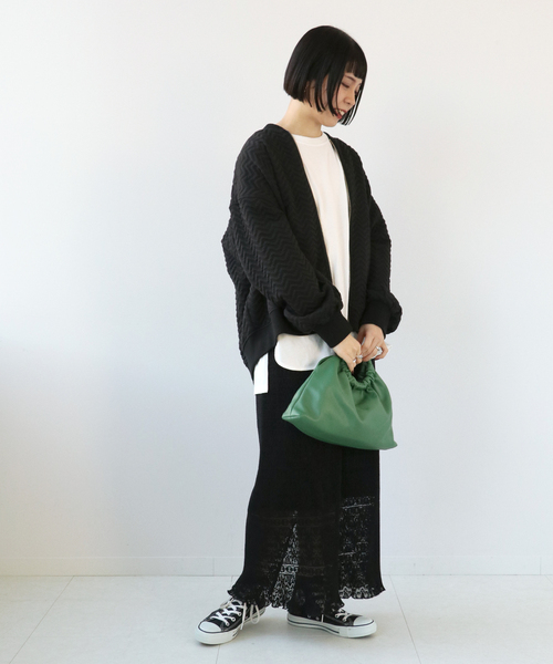 Simplicite（サンプリシテ）の「ジグザグジャガード キルトブルゾン◆（ブルゾン・レディース・グリーン/ブラック/チャコールグレー・FREE）」の7枚目の写真