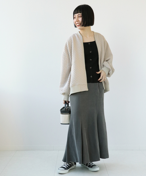 Simplicite（サンプリシテ）の「ジグザグジャガード キルトブルゾン◆（ブルゾン・レディース・グリーン/ブラック/チャコールグレー・FREE）」の10枚目の写真