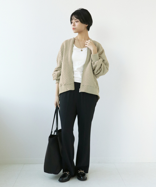 Simplicite（サンプリシテ）の「ジグザグジャガード キルトブルゾン◆（ブルゾン・レディース・グリーン/ブラック/チャコールグレー・FREE）」の13枚目の写真