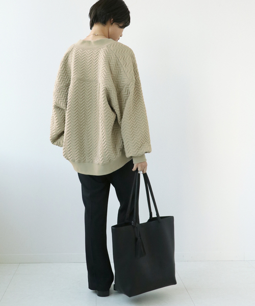 Simplicite（サンプリシテ）の「ジグザグジャガード キルトブルゾン◆（ブルゾン・レディース・グリーン/ブラック/チャコールグレー・FREE）」の14枚目の写真