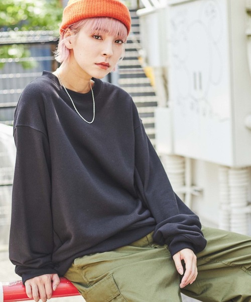 WEGO（ウィゴー）の「WEGO/【セットアップ対応商品】スタンダードクルーネックプルオーバー（スウェット・メンズ・オフホワイト/杢グレー/ブラック/オレンジ/ネイビー/グリーン・MEDIUM/SMALL/LARGE）」の4枚目の写真