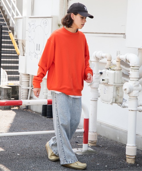 WEGO（ウィゴー）の「WEGO/【セットアップ対応商品】スタンダードクルーネックプルオーバー（スウェット・メンズ・オフホワイト/杢グレー/ブラック/オレンジ/ネイビー/グリーン・MEDIUM/SMALL/LARGE）」の17枚目の写真