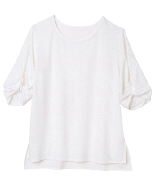 RANAN(ラナン)の「刺しゅう使いボリューム袖プルオーバー(Tシャツ/カットソー・レディース・ブラック/レッド/イエロー/オフホワイト・S/M/LL/L)」の13枚目の写真