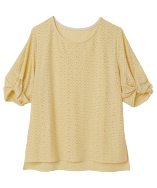 RANAN(ラナン)の「刺しゅう使いボリューム袖プルオーバー(Tシャツ/カットソー・レディース・ブラック/レッド/イエロー/オフホワイト・S/M/LL/L)」の14枚目の写真