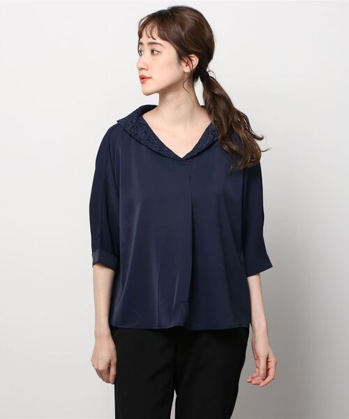TRUDEA（トルディア）の「ドルマンスリーブシャツブラウス（シャツ/ブラウス・レディース・ネイビー/ホワイト/ピンクベージュ・MEDIUM）」の8枚目の写真