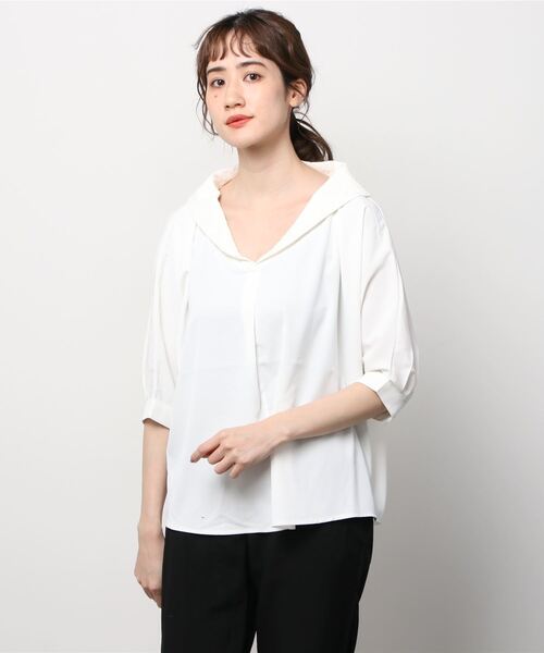 TRUDEA（トルディア）の「ドルマンスリーブシャツブラウス（シャツ/ブラウス・レディース・ネイビー/ホワイト/ピンクベージュ・MEDIUM）」の6枚目の写真