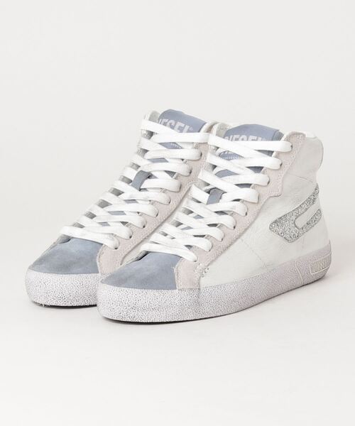 DIESEL（ディーゼル）の「レディース グリッターロゴ ミドルカット スニーカー（スニーカー・レディース・ホワイト系その他/ブルー系その他/ピンク系その他・38/39/35/36/37）」の3枚目の写真