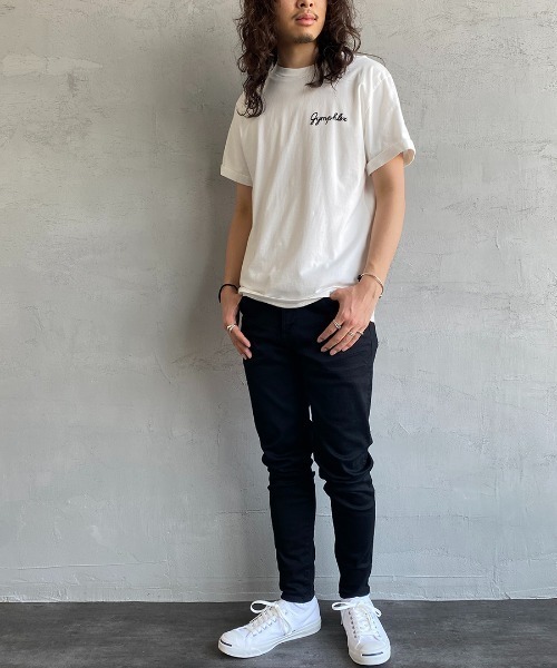 GYMPHLEX（ジムフレックス）の「[GYMPHLEX/ジムフレックス] コットンジャージー ロゴ刺繍Tシャツ（Tシャツ/カットソー・レディース・ブラック/ホワイト/ホワイト×ネイビー/ベージュ・M/L/14）」の8枚目の写真