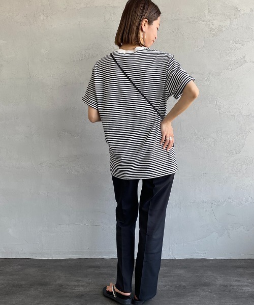 GYMPHLEX（ジムフレックス）の「[GYMPHLEX/ジムフレックス] コットンジャージー ロゴ刺繍Tシャツ（Tシャツ/カットソー・レディース・ブラック/ホワイト/ホワイト×ネイビー/ベージュ・M/L/14）」の12枚目の写真
