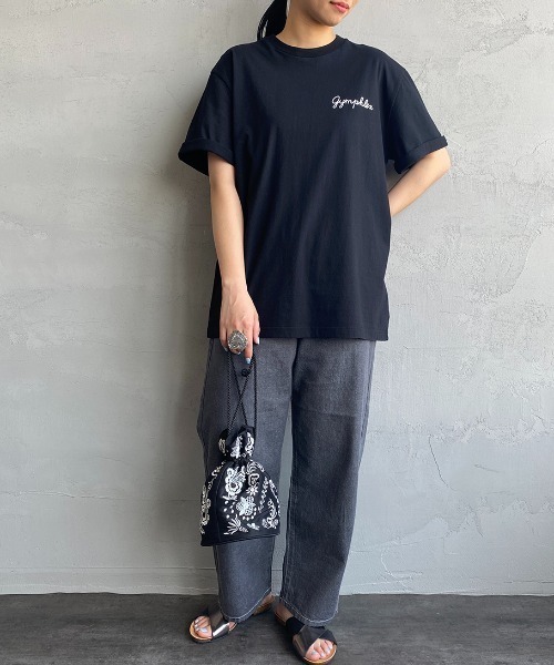 GYMPHLEX（ジムフレックス）の「[GYMPHLEX/ジムフレックス] コットンジャージー ロゴ刺繍Tシャツ（Tシャツ/カットソー・レディース・ブラック/ホワイト/ホワイト×ネイビー/ベージュ・M/L/14）」の6枚目の写真