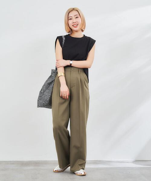 coen（コーエン）の「［接触冷感機能付き］2タックカラーパンツ（スラックス・レディース・ロイヤルブルー/ネイビー/ケリー/ブラウン・M/L/S）」の19枚目の写真