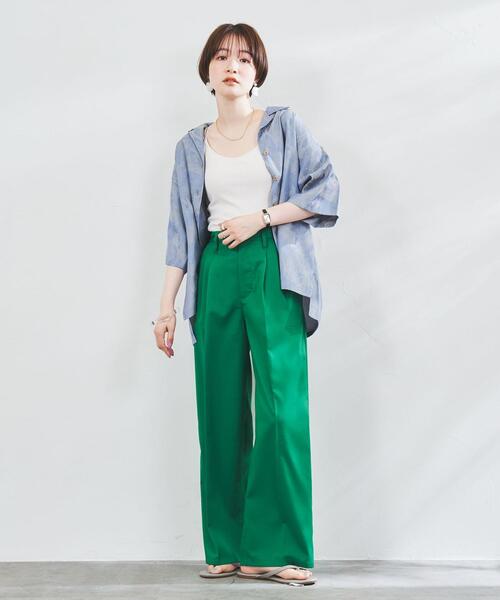 coen（コーエン）の「［接触冷感機能付き］2タックカラーパンツ（スラックス・レディース・ロイヤルブルー/ネイビー/ケリー/ブラウン・M/L/S）」の8枚目の写真