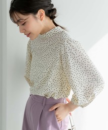 バックリボンランダムドットブラウス