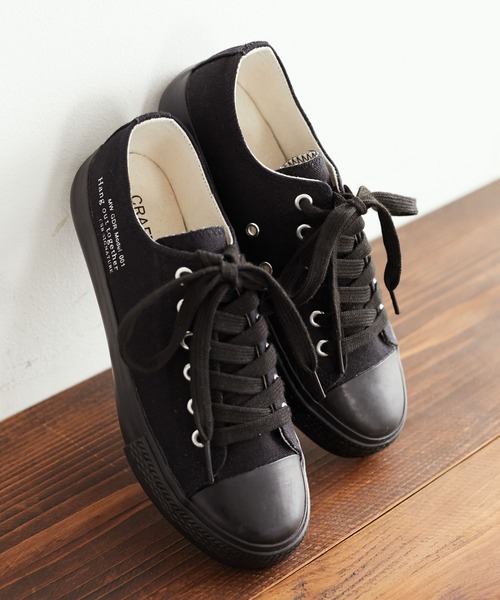 CRAFT STANDARD BOUTIQUE(クラフトスタンダードブティック)の「OR CANVAS SNEAKERS *◆(スニーカー・レディース・ブラック/オフホワイト・22.5cm/23.5cm/24.5cm/25.5cm/26.5cm/27.5cm)」の2枚目の写真