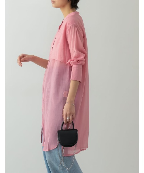 Re:EDIT（リエディ）の「2WAYスリーブアウトバンドカラーシアーシャツチュニック（シャツ/ブラウス・レディース・ホワイト/イエロー/グリーン/オレンジ/ピンク/ブラック・LARGE/MEDIUM）」の14枚目の写真