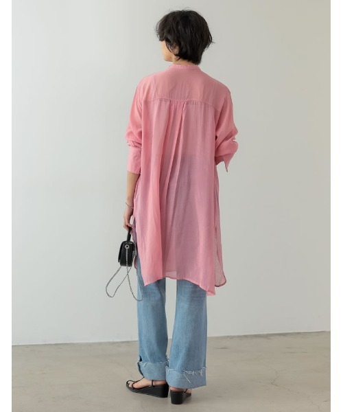 Re:EDIT（リエディ）の「2WAYスリーブアウトバンドカラーシアーシャツチュニック（シャツ/ブラウス・レディース・ホワイト/イエロー/グリーン/オレンジ/ピンク/ブラック・LARGE/MEDIUM）」の19枚目の写真