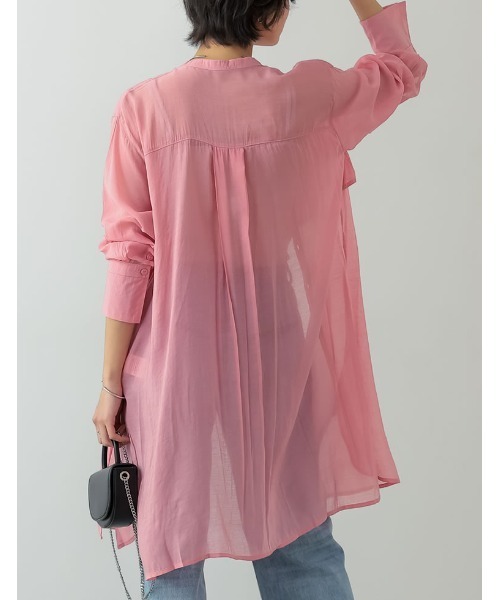 Re:EDIT（リエディ）の「2WAYスリーブアウトバンドカラーシアーシャツチュニック（シャツ/ブラウス・レディース・ホワイト/イエロー/グリーン/オレンジ/ピンク/ブラック・LARGE/MEDIUM）」の16枚目の写真