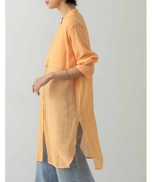 Re:EDIT（リエディ）の「2WAYスリーブアウトバンドカラーシアーシャツチュニック（シャツ/ブラウス・レディース・ホワイト/イエロー/グリーン/オレンジ/ピンク/ブラック・LARGE/MEDIUM）」の21枚目の写真