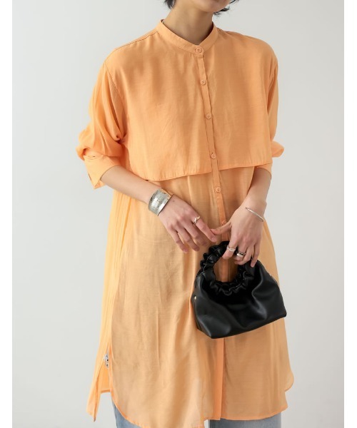 Re:EDIT（リエディ）の「2WAYスリーブアウトバンドカラーシアーシャツチュニック（シャツ/ブラウス・レディース・ホワイト/イエロー/グリーン/オレンジ/ピンク/ブラック・LARGE/MEDIUM）」の22枚目の写真