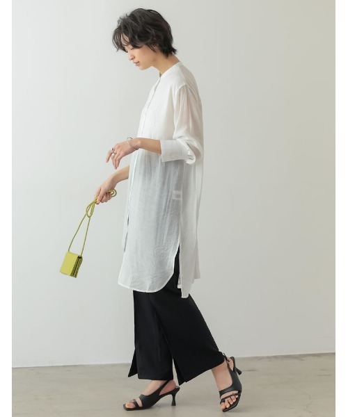 Re:EDIT（リエディ）の「2WAYスリーブアウトバンドカラーシアーシャツチュニック（シャツ/ブラウス・レディース・ホワイト/イエロー/グリーン/オレンジ/ピンク/ブラック・LARGE/MEDIUM）」の11枚目の写真