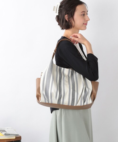 DRESKIP(ドレスキップ)の「◆あおりポケットストライプバルーントート(トートバッグ・レディース・オレンジ系その他4/グレー系2/ブルー系2・00)」の6枚目の写真