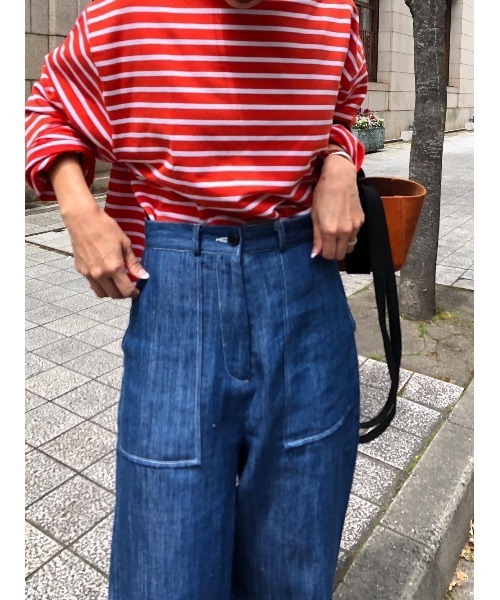 ulu（ウル）の「Linen denim wide pants（デニムパンツ・レディース・ブルー・FREE）」の5枚目の写真