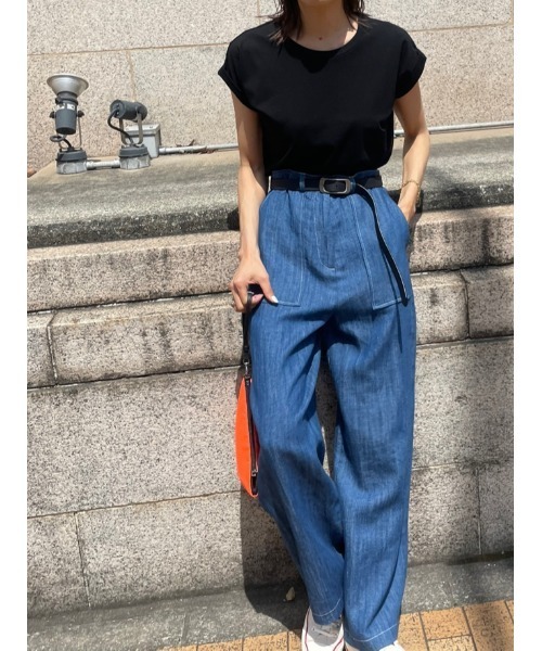 ulu（ウル）の「Linen denim wide pants（デニムパンツ・レディース・ブルー・FREE）」の6枚目の写真