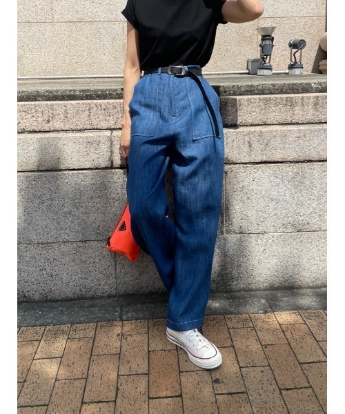 ulu（ウル）の「Linen denim wide pants（デニムパンツ・レディース・ブルー・FREE）」の7枚目の写真