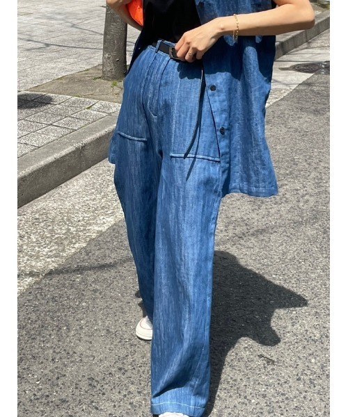 ulu（ウル）の「Linen denim wide pants（デニムパンツ・レディース・ブルー・FREE）」の10枚目の写真