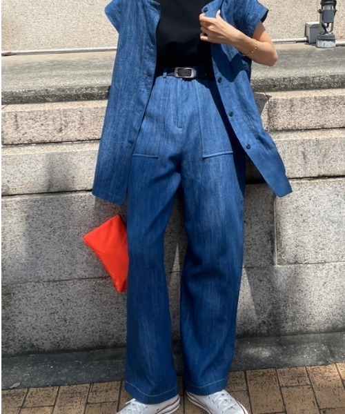 ulu（ウル）の「Linen denim wide pants（デニムパンツ・レディース・ブルー・FREE）」の18枚目の写真