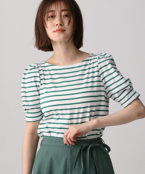 A part by(アパートバイ)の「カタパフボーダーカットソー5S 285250(Tシャツ/カットソー・レディース・ブラック/ブルー/グリーン・FREE)」の3枚目の写真