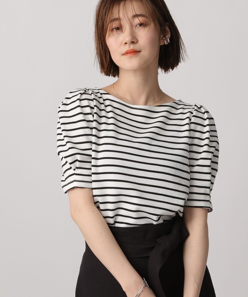 A part by(アパートバイ)の「カタパフボーダーカットソー5S 285250(Tシャツ/カットソー・レディース・ブラック/ブルー/グリーン・FREE)」の2枚目の写真