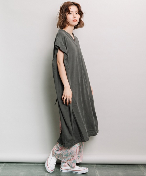 refinedworks（リファインドワークス）の「麻ライクスラブスキッパーOP（ワンピース・レディース・ベージュ/ブラウン/チャコール・FREE）」の7枚目の写真
