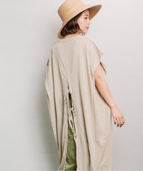 refinedworks（リファインドワークス）の「麻ライクスラブスキッパーOP（ワンピース・レディース・ベージュ/ブラウン/チャコール・FREE）」の4枚目の写真