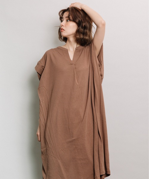 refinedworks（リファインドワークス）の「麻ライクスラブスキッパーOP（ワンピース・レディース・ベージュ/ブラウン/チャコール・FREE）」の20枚目の写真