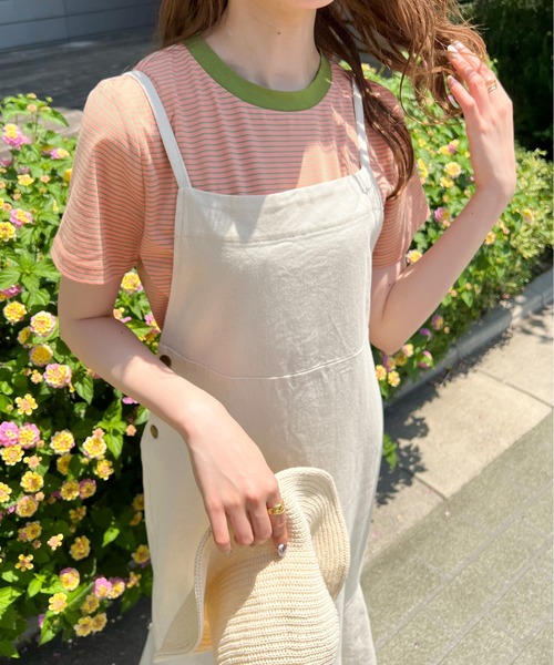 Ambre Ciel(アンブルシエル)の「ボーダーコンパクトTee/【WEB/EC限定商品】(Tシャツ/カットソー・レディース・レッド/ライトグリーン/ピンクベージュ・FREE)」の8枚目の写真