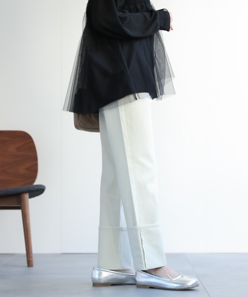 ダークグレー ロールアップ ストレートデニム　アカネ ダークグレー ロールアップ ストレートデニムアカネ