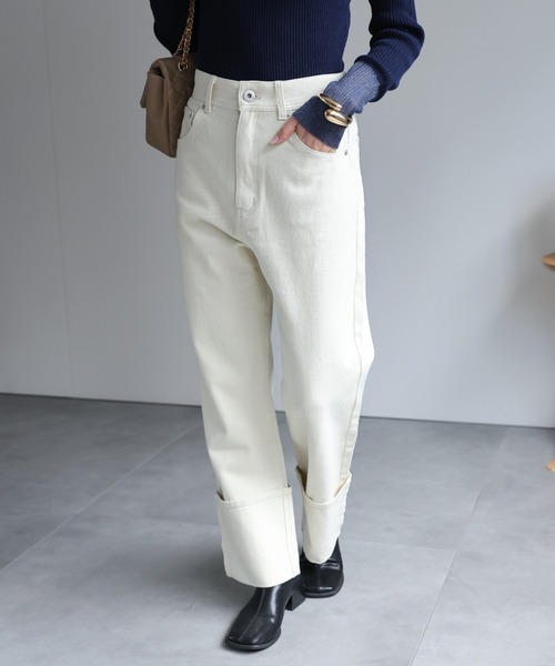 セール】ロールアップストレートデニム（デニムパンツ